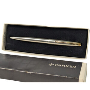 Parker 45 Flighter Ball Pen USA Stainless with Gold Trim Hallow and Arrow Logo